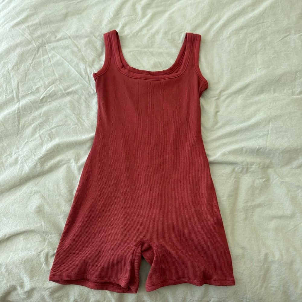 SKIMS cotton ribbed onesie in Sangria. Size M